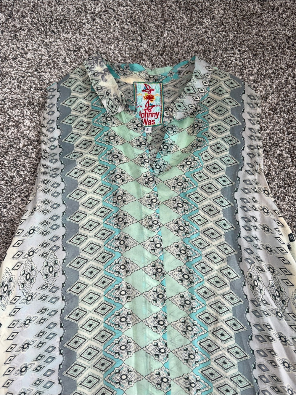 Johnny Was Arroyo Ice Floral Paisley Long Tunic Tie Top - Picture 3 of 5